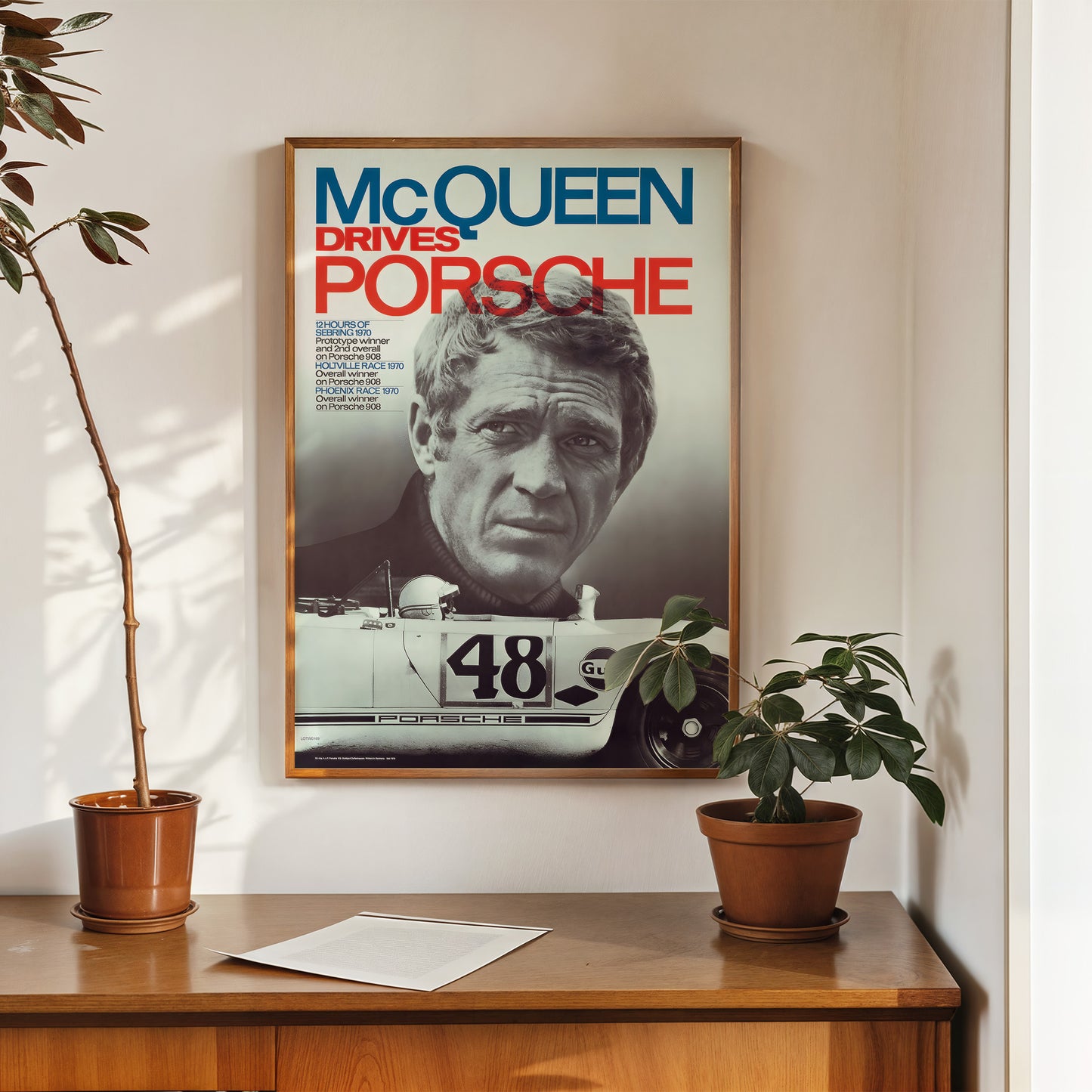 Steve Mqueen Porche Movie Poster, Vintage Hollywood Cinema Vintage Poster Wall Art Print 50x70cm