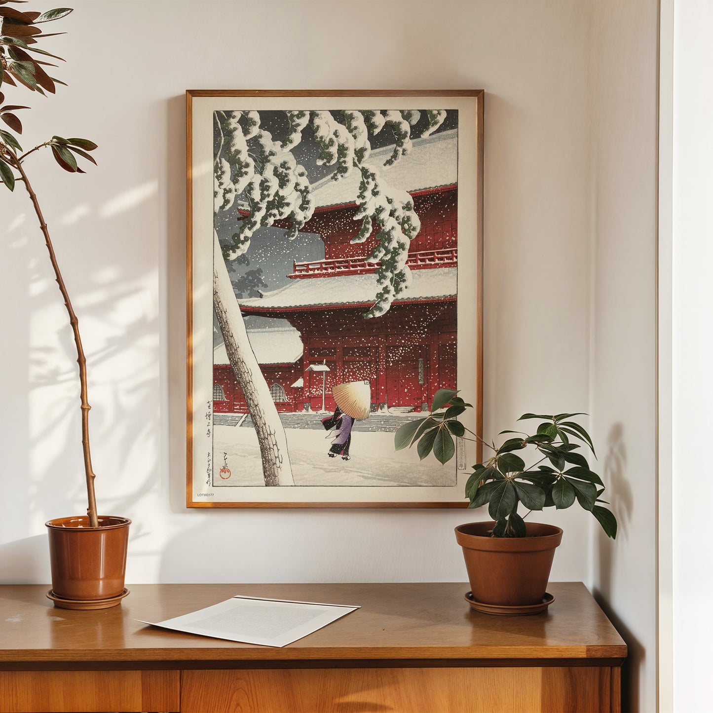 The Zojo Shrine in Shiba" Japanese Poster by artist Kawase Hasui. Print – artist Kawase Hasui. Japanese Wall Art 50x70cm