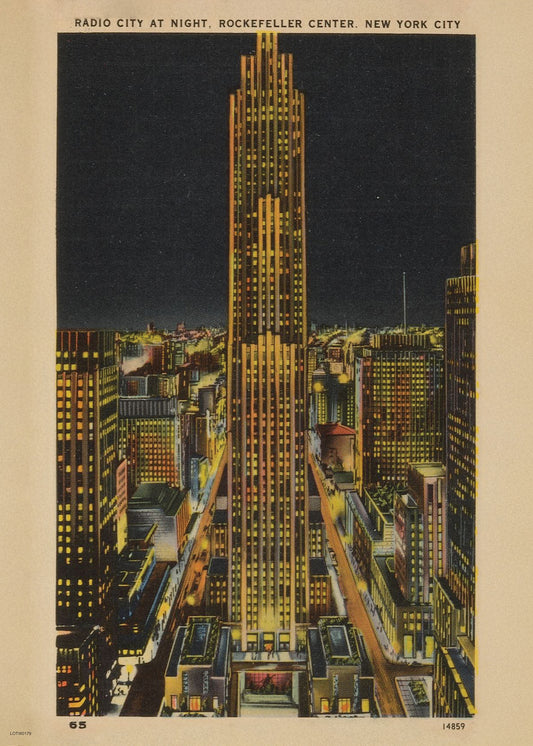 Radio City at Night, Rockefeller Center, New York City Poster 50x70cm Art Print