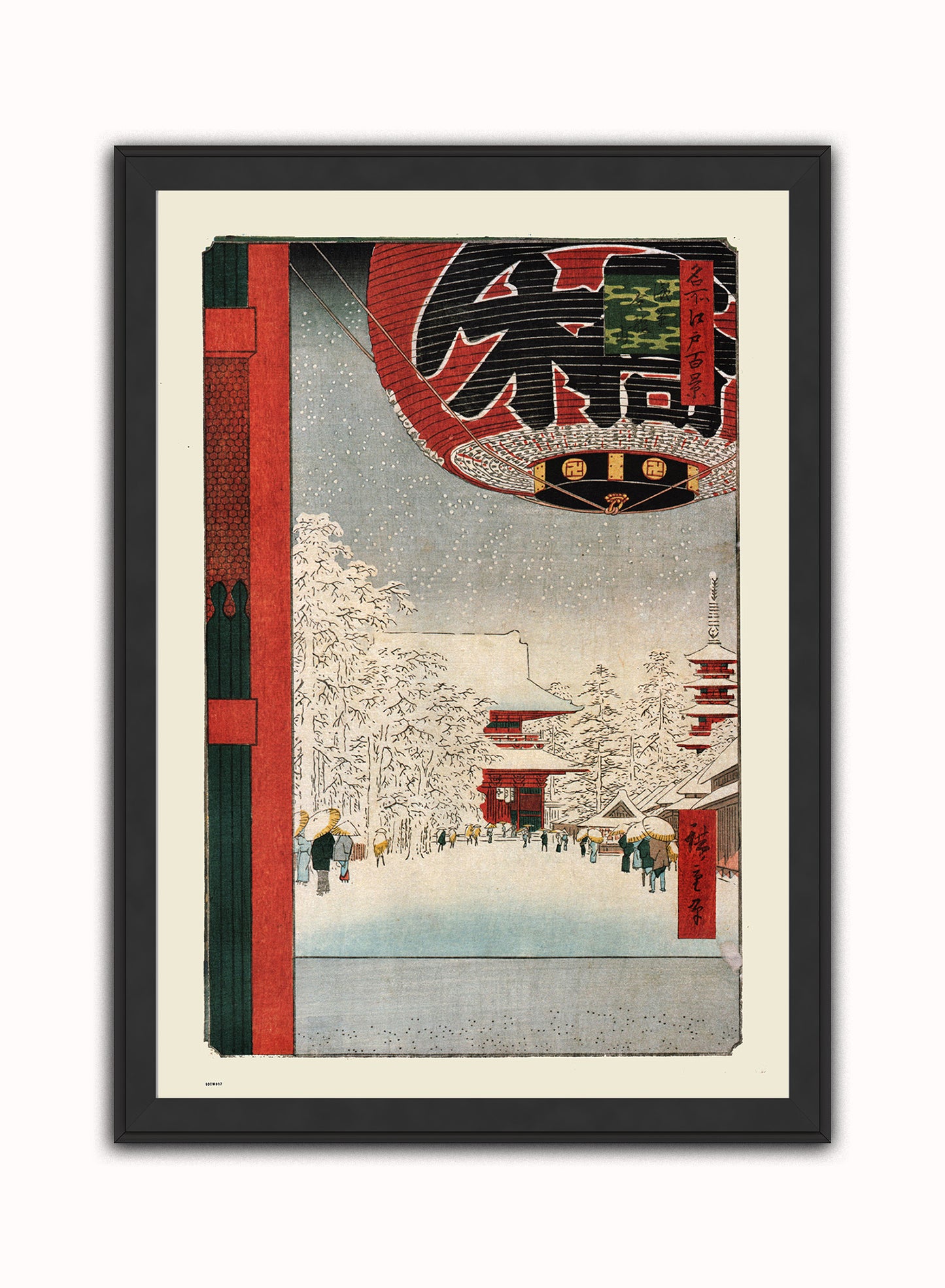 Kinryuzan Temple Hiroshige Vintage Art Wall Art Print 70x50cm Black Frame