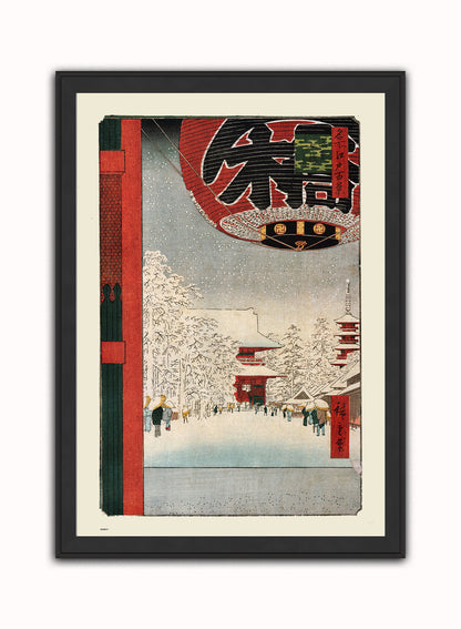 Kinryuzan Temple Hiroshige Vintage Art Wall Art Print 70x50cm Black Frame