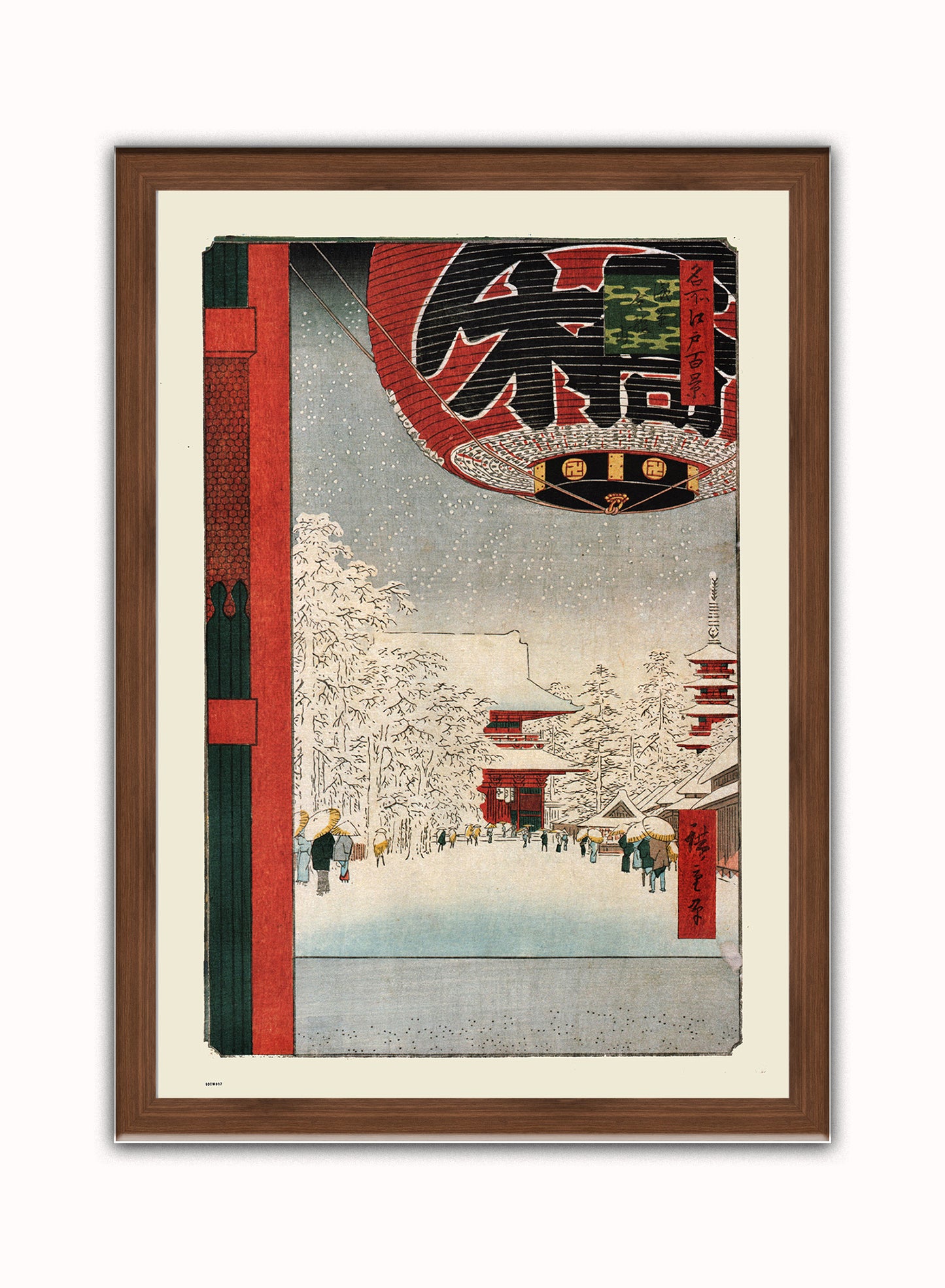 Kinryuzan Temple Hiroshige Vintage Art Wall Art Print 70x50cm Dark Wood Frame