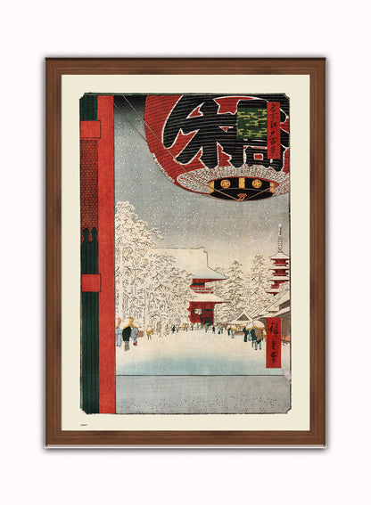 Kinryuzan Temple Hiroshige Vintage Art Wall Art Print 70x50cm Dark Wood Frame