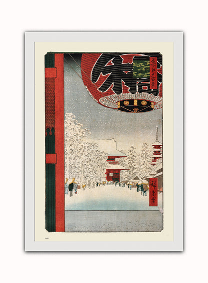 Kinryuzan Temple Hiroshige Vintage Art Wall Art Print 70x50cm White Frame
