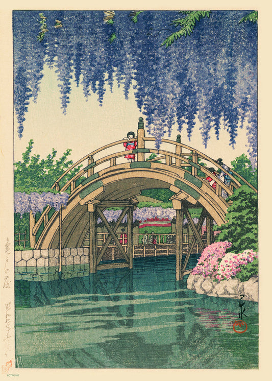 Wisteria at Kameido Japanese Poster by artist Kawase Hasui 50x70cm Art Print