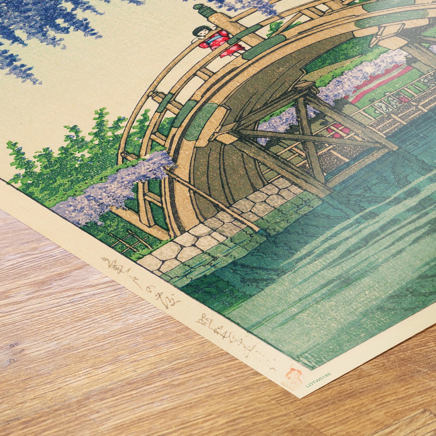 Wisteria at Kameido Japanese Poster by artist Kawase Hasui Print – artist Kawase Hasui Japanese Wall Art 50x70cm