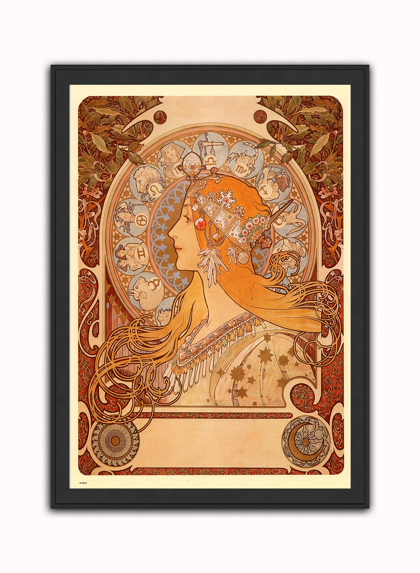 Alphonse Mucha Zodiak Art nouveau Vintage Art Wall Art Print 70x50cm Black Frame