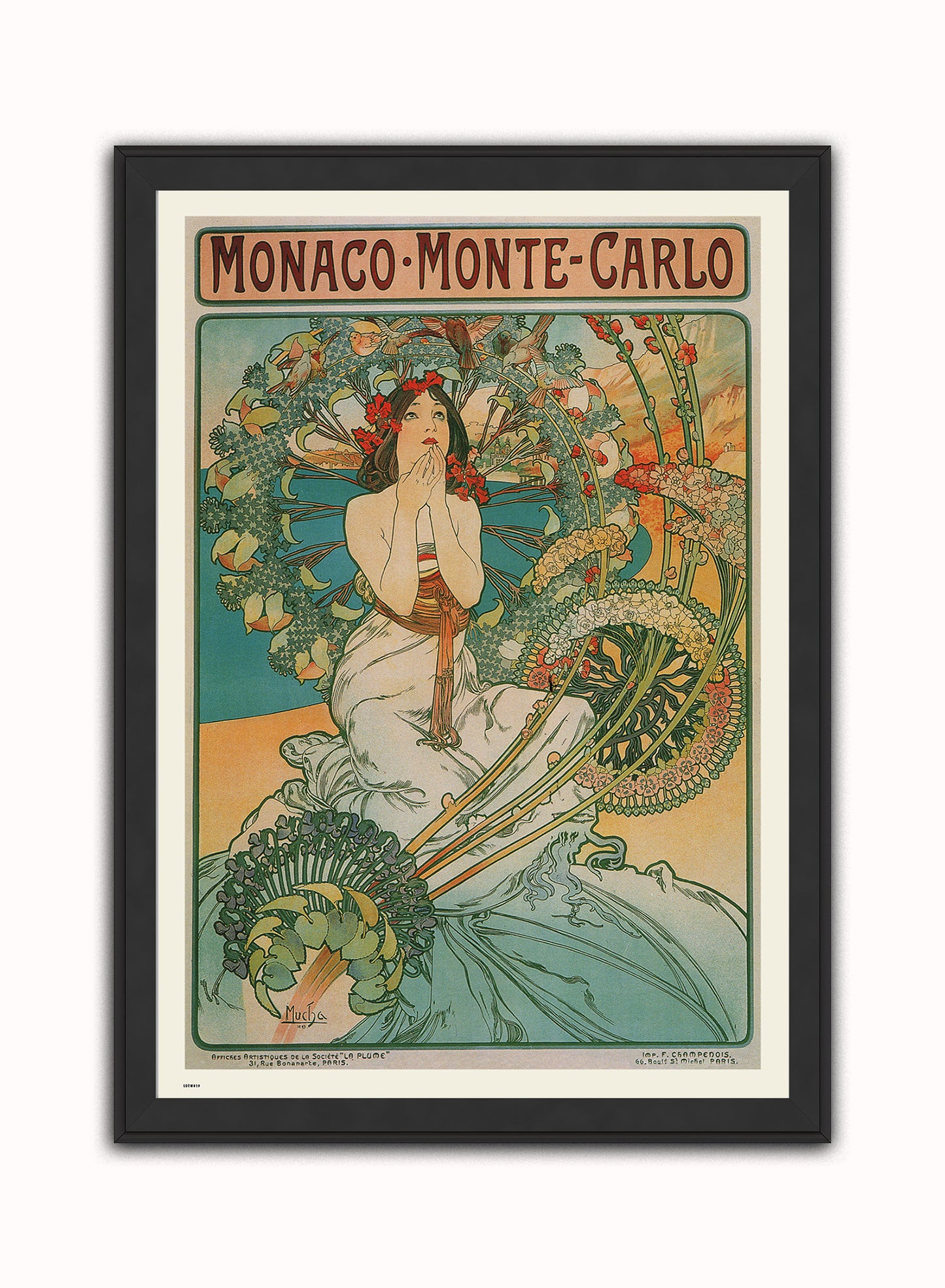 Alphonse Mucha Monaco Art nouveau Vintage Art Wall Art Print 70x50cm Black Frame