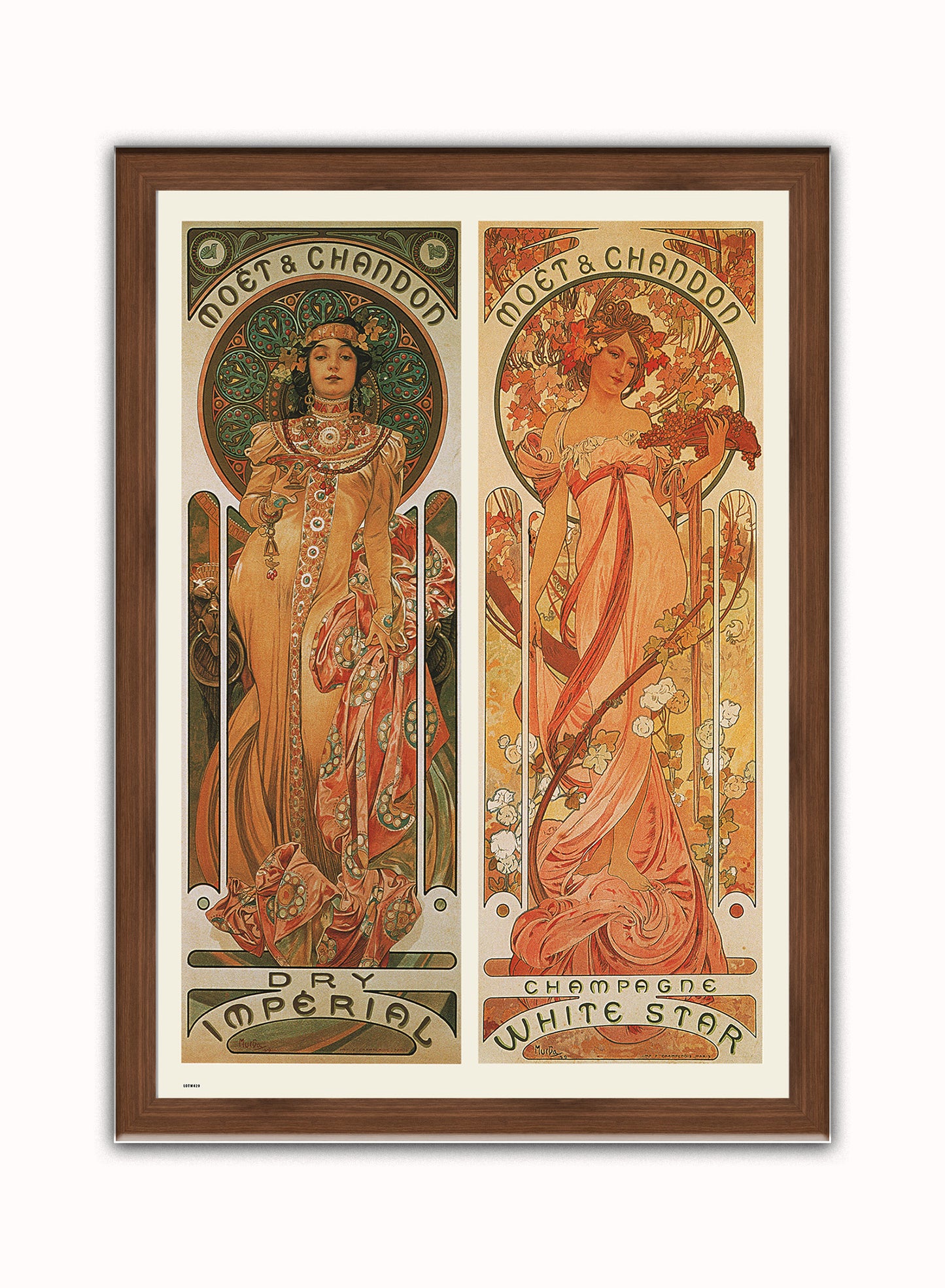 Alphonse Mucha Moet Art nouveau Vintage Art Wall Art Print 70x50cm Dark Wood Frame