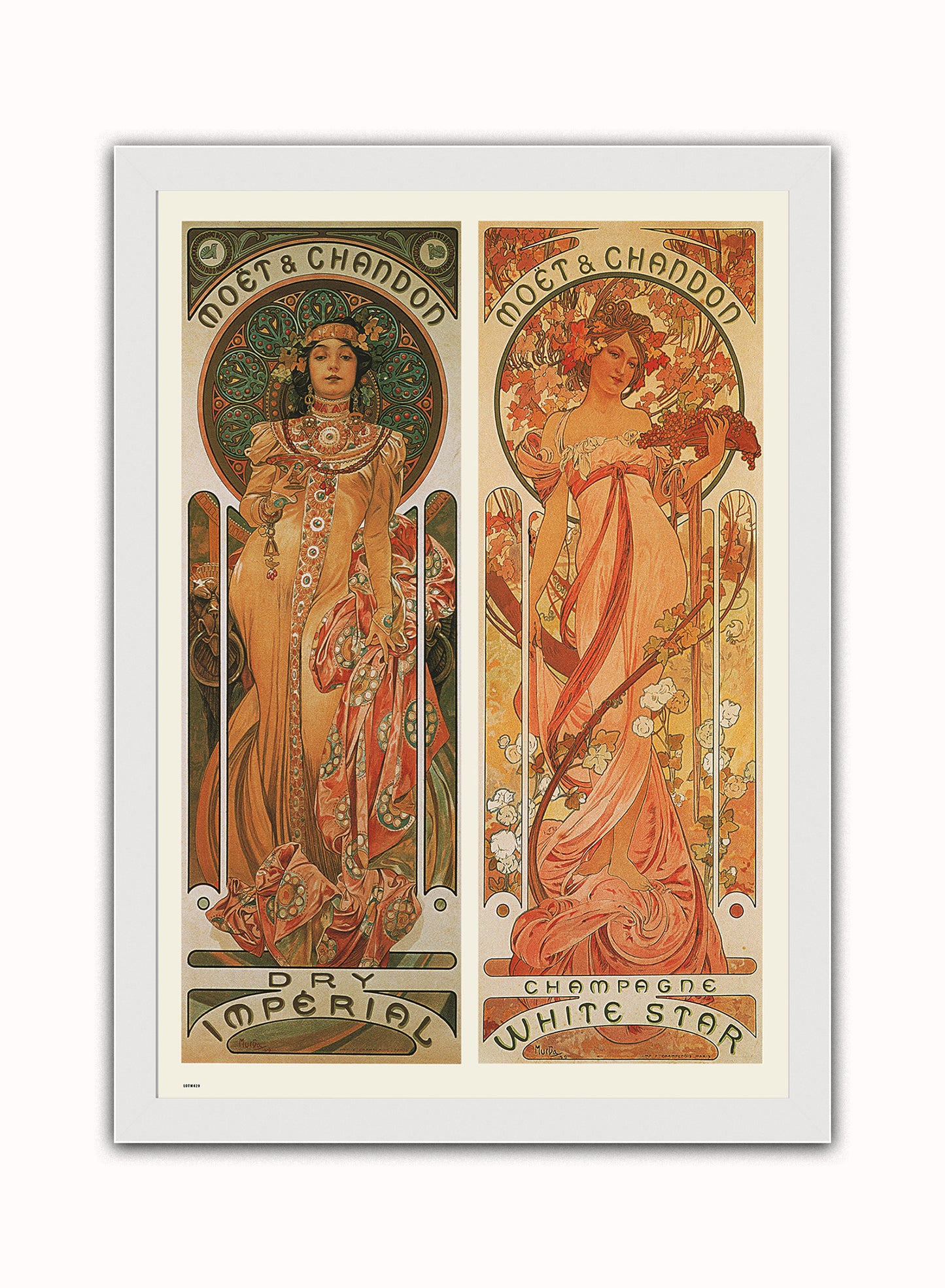 Alphonse Mucha Moet Art nouveau Vintage Art Wall Art Print 70x50cm White Frame