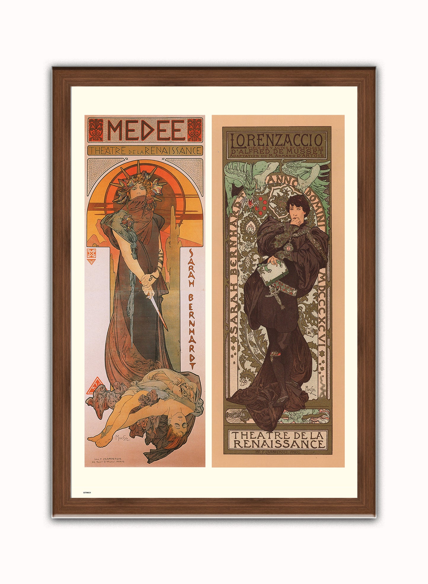 Alphonse Mucha Medee Art nouveau Vintage Art Wall Art Print 70x50cm Dark Wood Frame