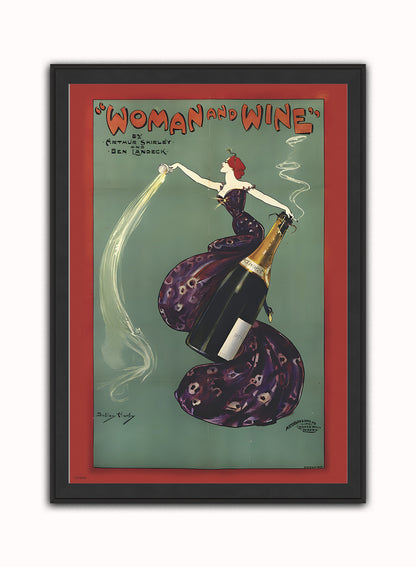 Woman and Wine, 1899 Vintage Poster by Dudley Hardy Print – Dudley Hardy Vintage Poster Wall Art 50x70cm Black Frame
