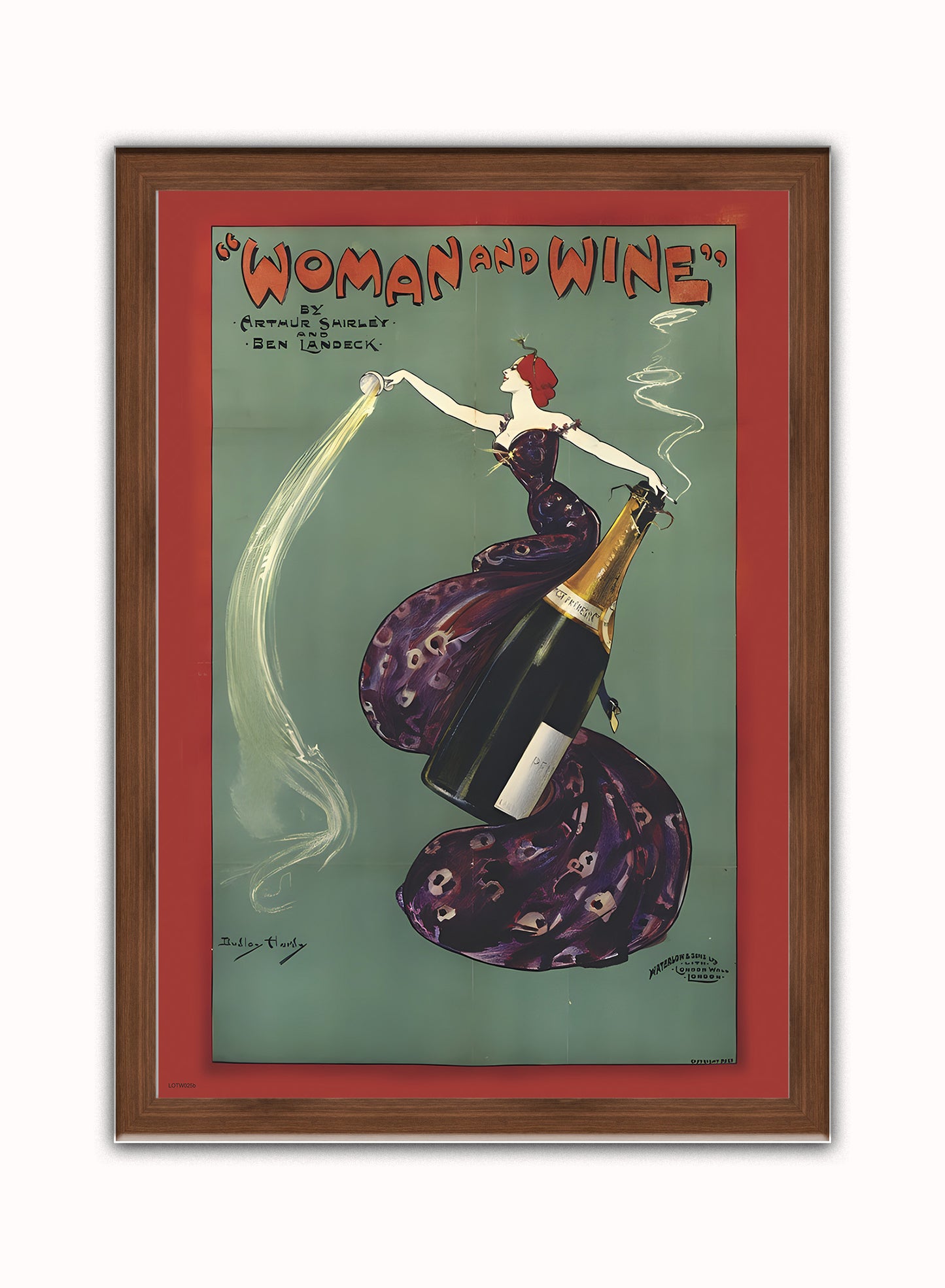 Woman and Wine, 1899 Vintage Poster by Dudley Hardy Print – Dudley Hardy Vintage Poster Wall Art 50x70cm Dark Wood Frame