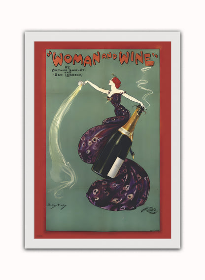 Woman and Wine, 1899 Vintage Poster by Dudley Hardy Print – Dudley Hardy Vintage Poster Wall Art 50x70cm White Frame