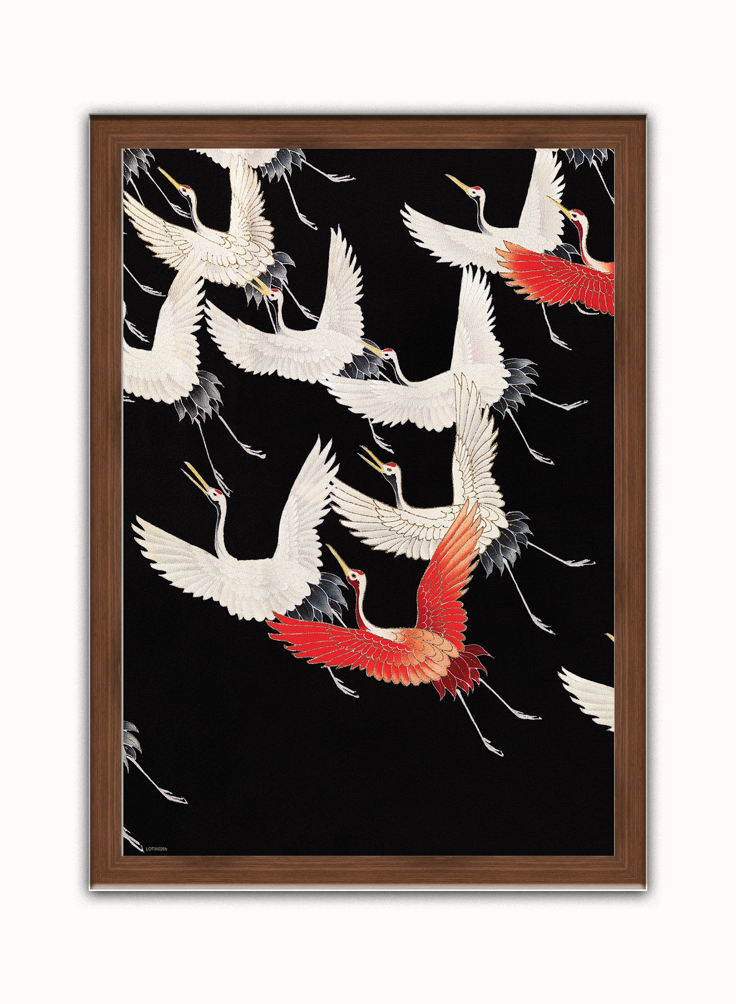 Japanese Crane Kimono Pattern Japanese Wall Art Print 50x70cm