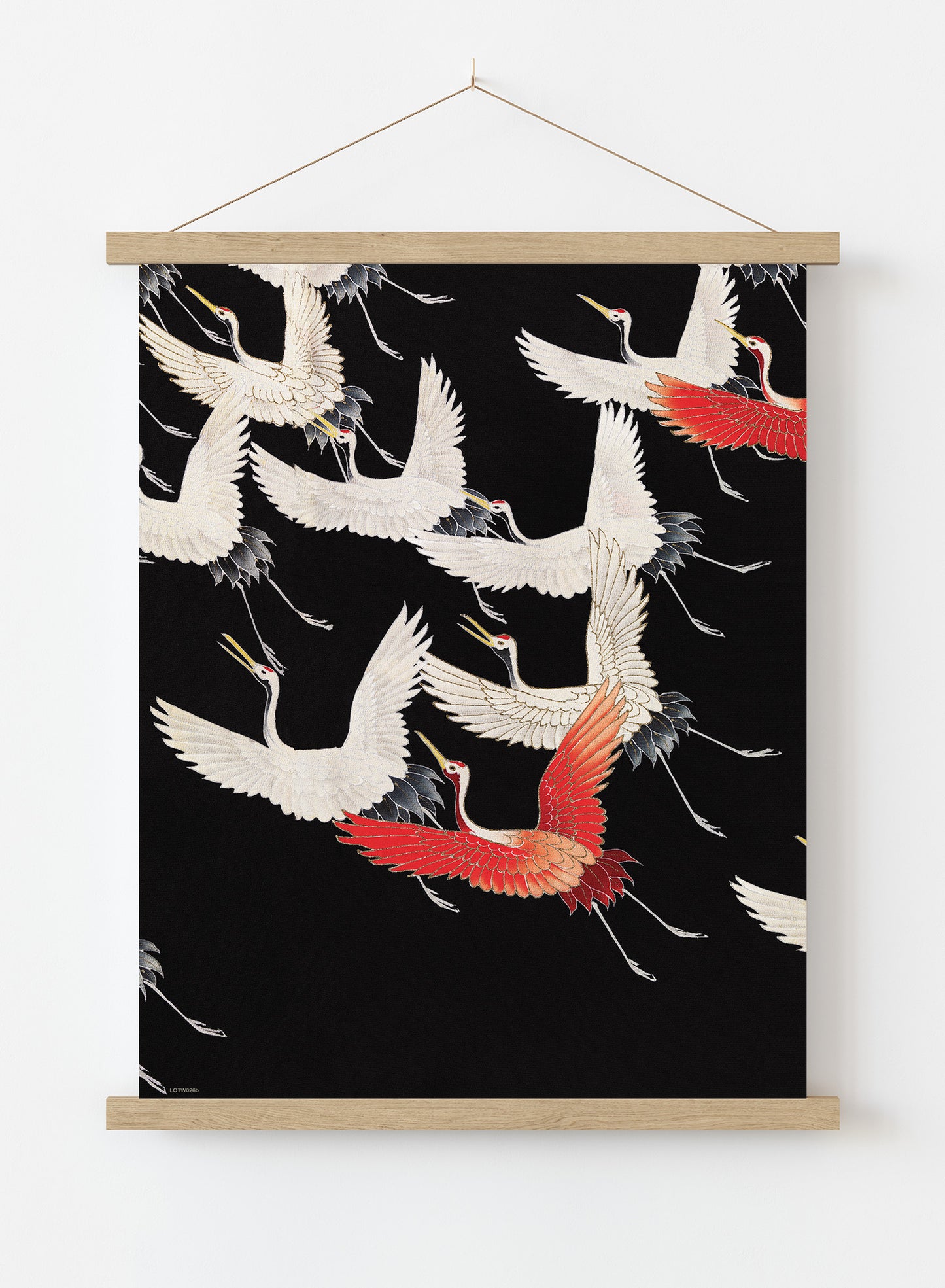 Japanese Crane Kimono Pattern Japanese Wall Art Print 50x70cm