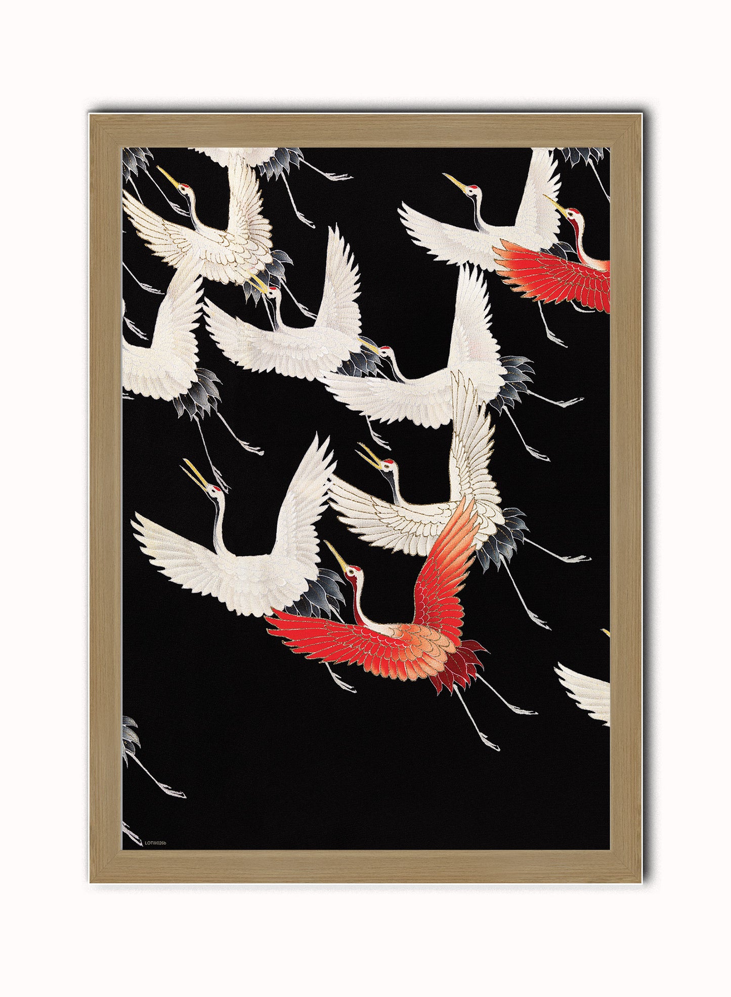 Japanese Crane Kimono Pattern Japanese Wall Art Print 50x70cm