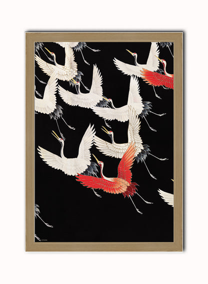 Japanese Crane Kimono Pattern Japanese Wall Art Print 50x70cm