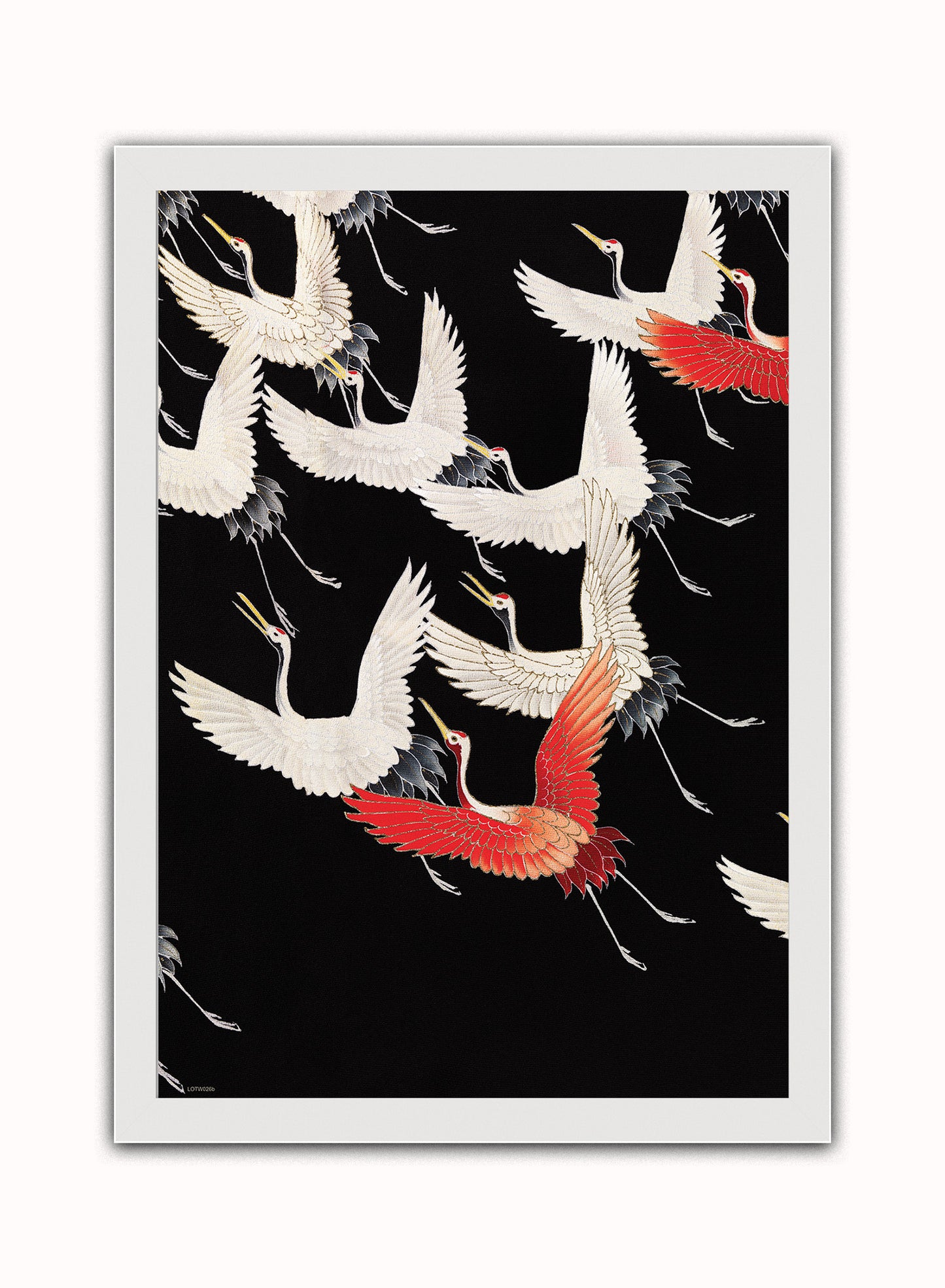 Japanese Crane Kimono Pattern Japanese Wall Art Print 50x70cm