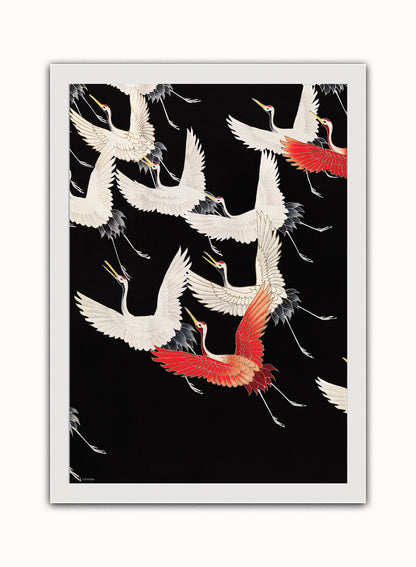 Japanese Crane Kimono Pattern Japanese Wall Art Print 50x70cm