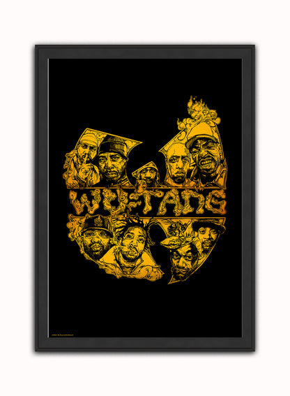 Wu-Tang Clan Vintage Art Wall Art Print 70x50cm Black Frame