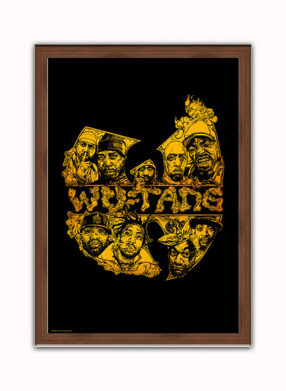 Wu-Tang Clan Vintage Art Wall Art Print 70x50cm Dark Wood Frame