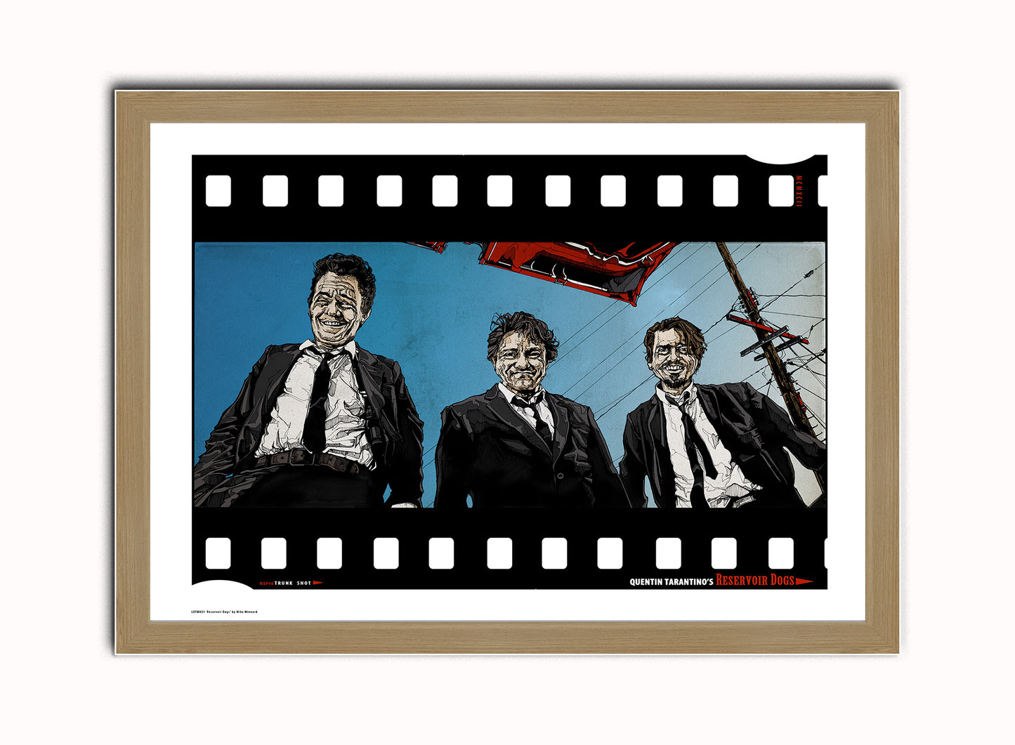 Reservoir Dogs Vintage Art Wall Art Print 70x50cm Light Wood Frame