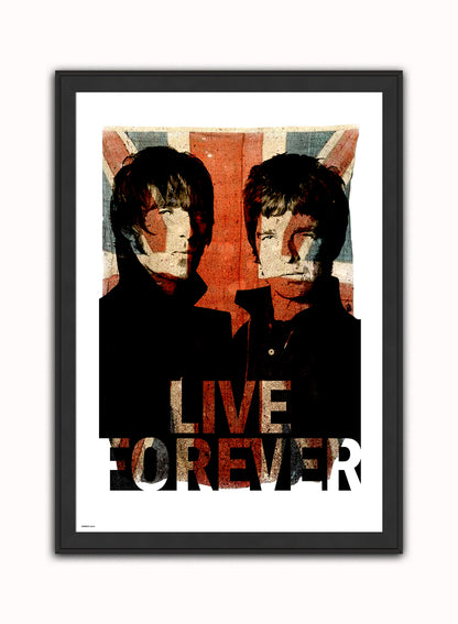 Oasis live forever Vintage Art Wall Art Print 70x50cm Black Frame