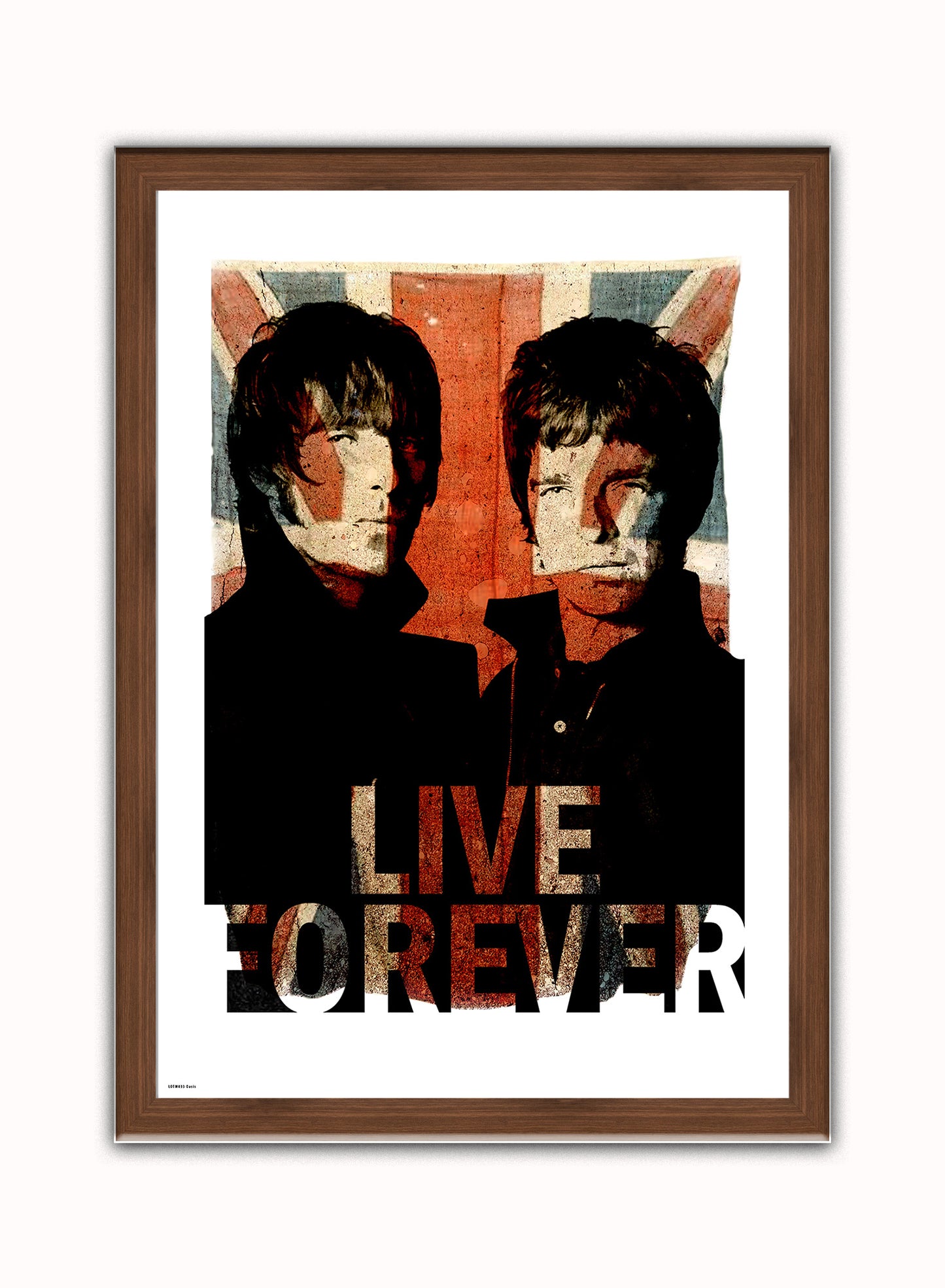 Oasis live forever Vintage Art Wall Art Print 70x50cm Dark Wood Frame