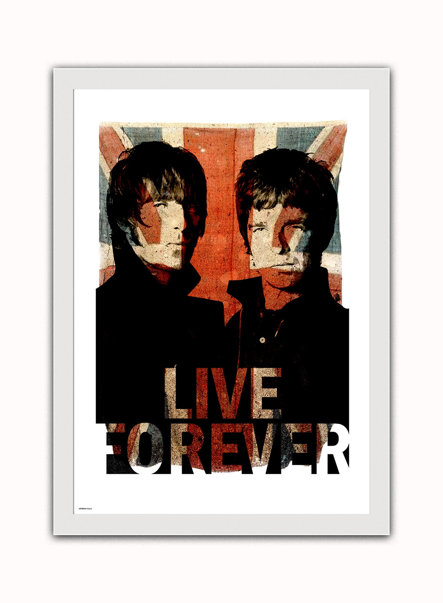 Oasis live forever Vintage Art Wall Art Print 70x50cm White Frame