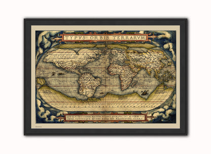World Map Vintage Art Wall Art Print 70x50cm Black Frame