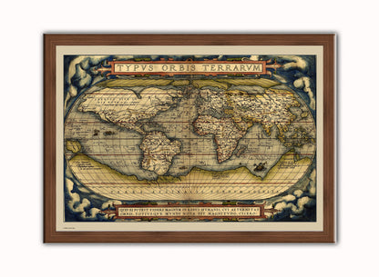 World Map Vintage Art Wall Art Print 70x50cm Dark Wood Frame