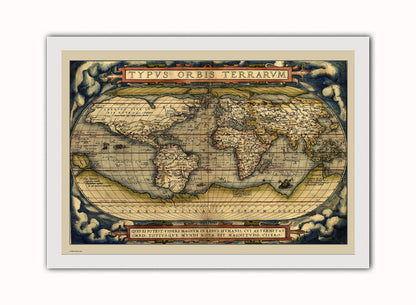 World Map Vintage Art Wall Art Print 70x50cm White Frame