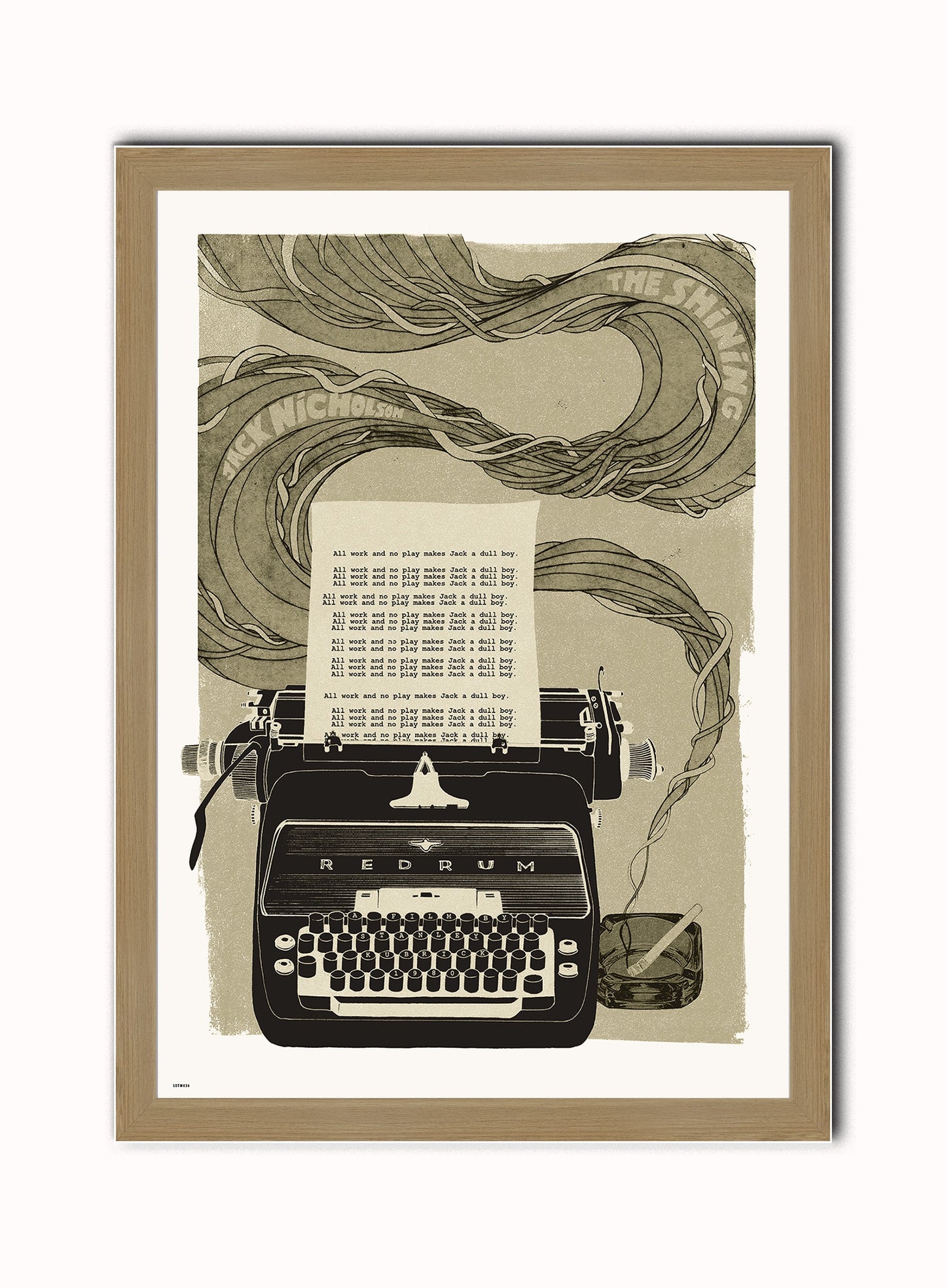 The Shining Vintage Art Wall Art Print 70x50cm Light Wood Frame