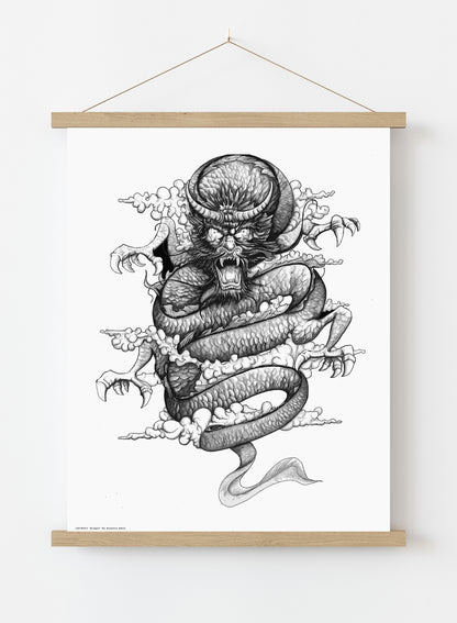 Dragon by Stephen Shaw Print – Stephen Shaw Vintage Art Wall Art 50x70cm Poster Hanger