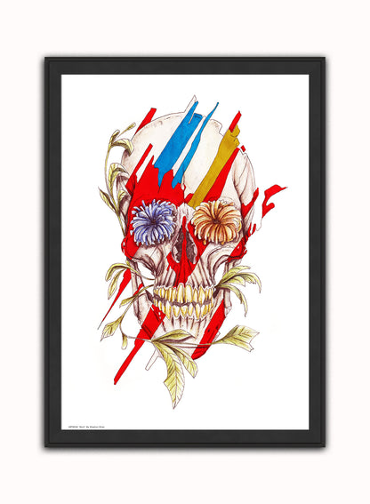 Skull Print – Stephen Shaw Vintage Art Wall Art 70x50cm Black Frame