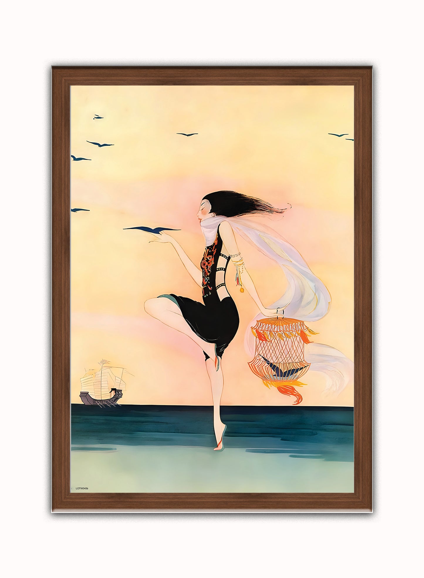 Rita Senger Fashion Art Print Featured on Vanity Fair Cover July 1916 Vintage Art Wall Art Print 50x70cm Dark Wood Frame