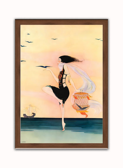 Rita Senger Fashion Art Print Featured on Vanity Fair Cover July 1916 Vintage Art Wall Art Print 50x70cm Dark Wood Frame