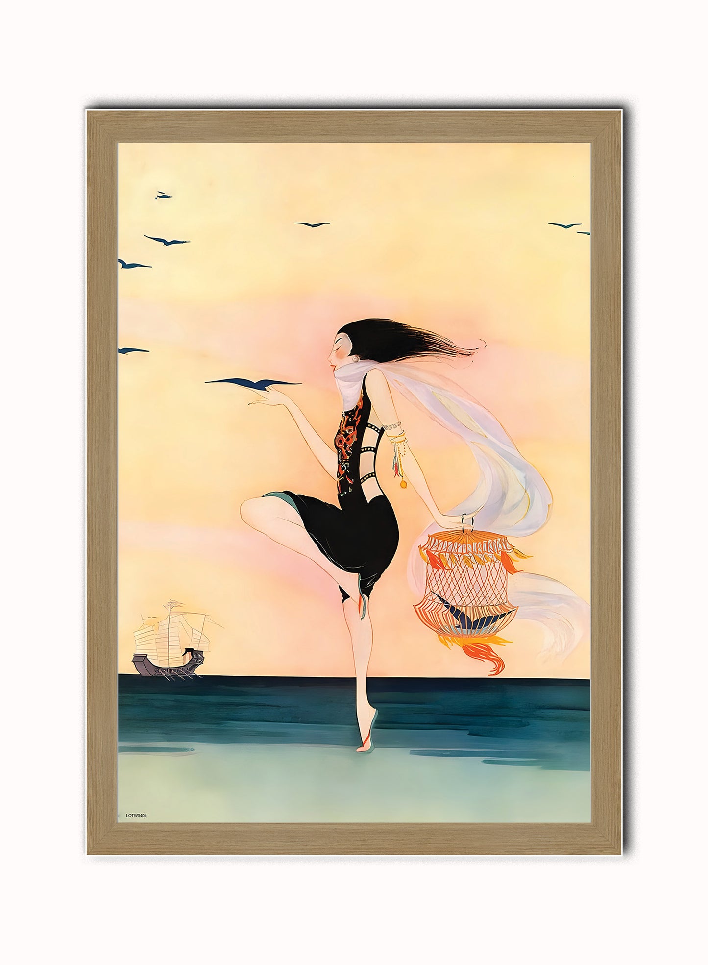Rita Senger Fashion Art Print Featured on Vanity Fair Cover July 1916 Vintage Art Wall Art Print 50x70cm Light Wood Frame