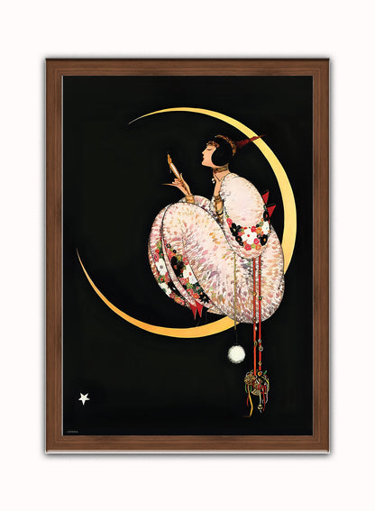 Georges Lepape Fashion Art Print Featured on Vogue Cover December 1917 Vintage Art Wall Art Print 50x70cm Dark Wood Frame