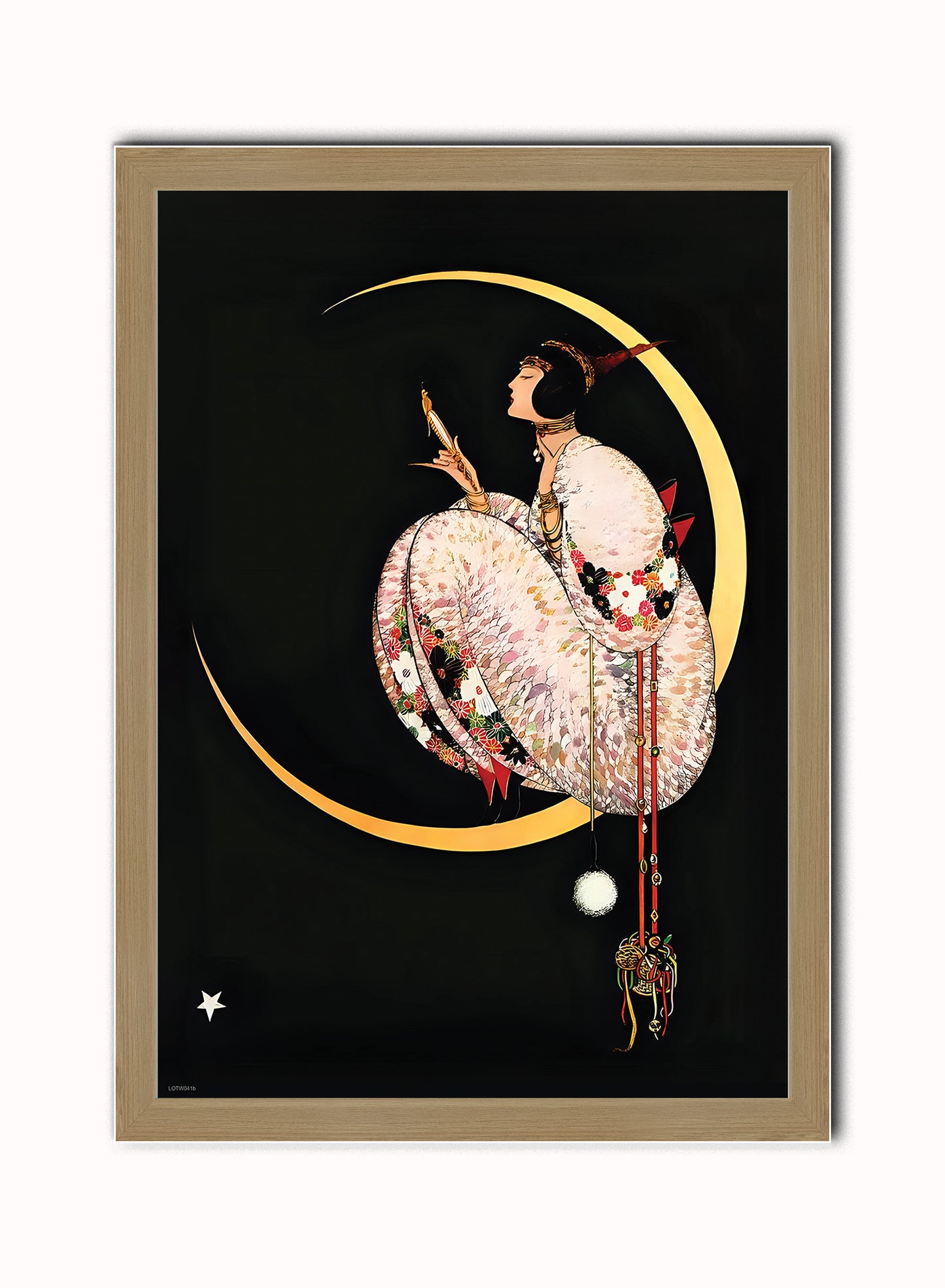 Georges Lepape Fashion Art Print Featured on Vogue Cover December 1917 Vintage Art Wall Art Print 50x70cm Light Wood Frame