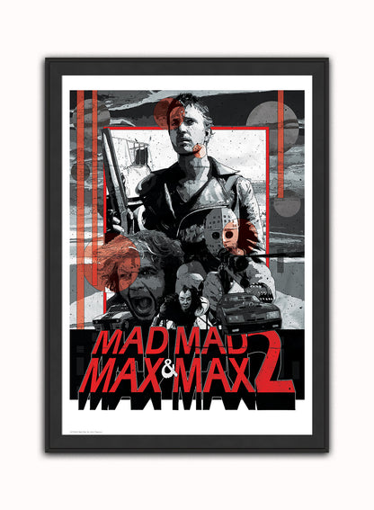Mad Max Vintage Art Wall Art Print 50x70cm Black Frame