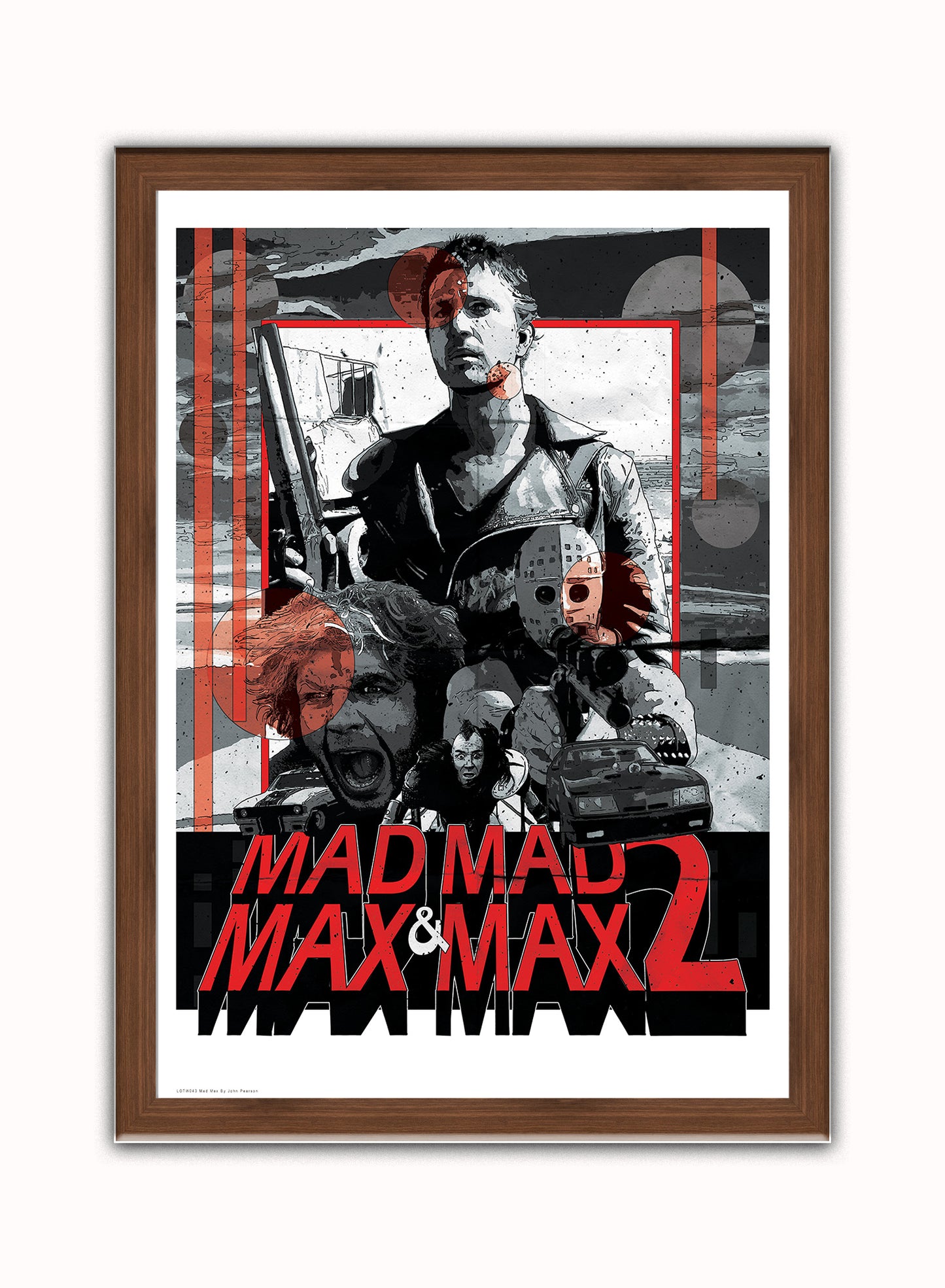 Mad Max Vintage Art Wall Art Print 50x70cm Dark Wood Frame