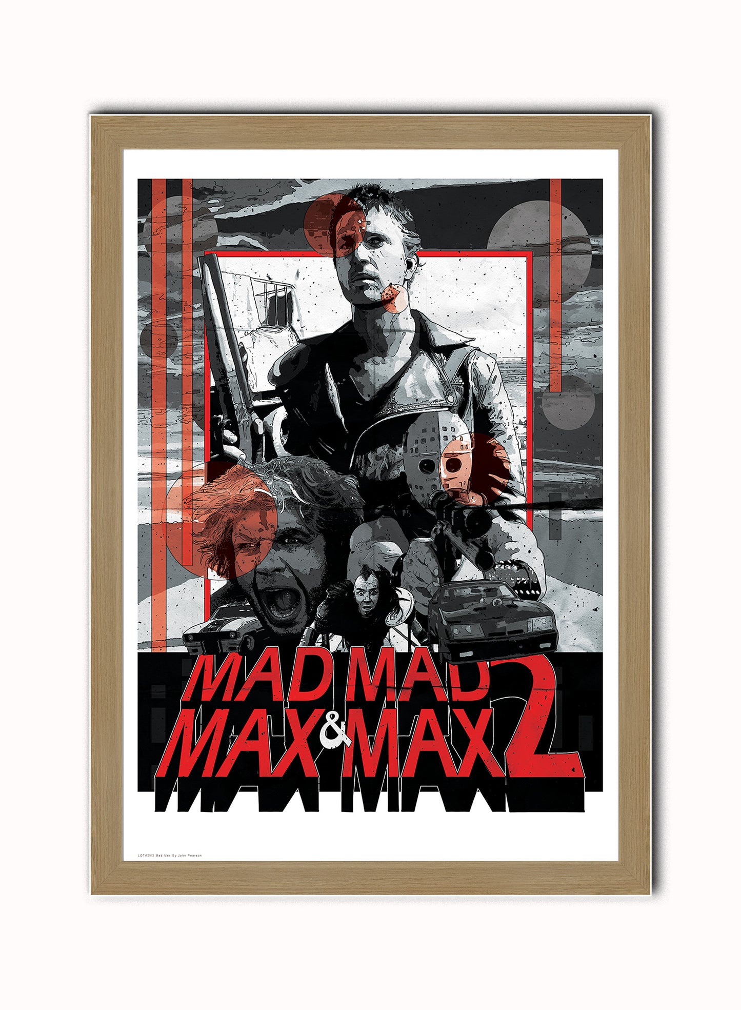 Mad Max Vintage Art Wall Art Print 50x70cm Light Wood Frame