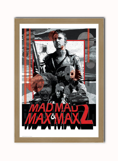 Mad Max Vintage Art Wall Art Print 50x70cm Light Wood Frame