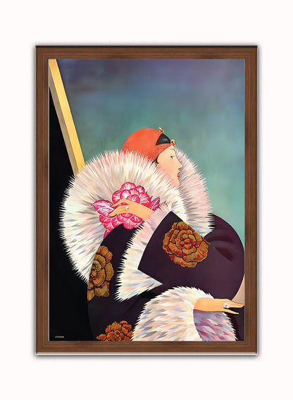 George Wolfe Plank Fashion Art Print featured on Vogue Cover January 1921 Vintage Art Wall Art Print 50x70cm Dark Wood Frame