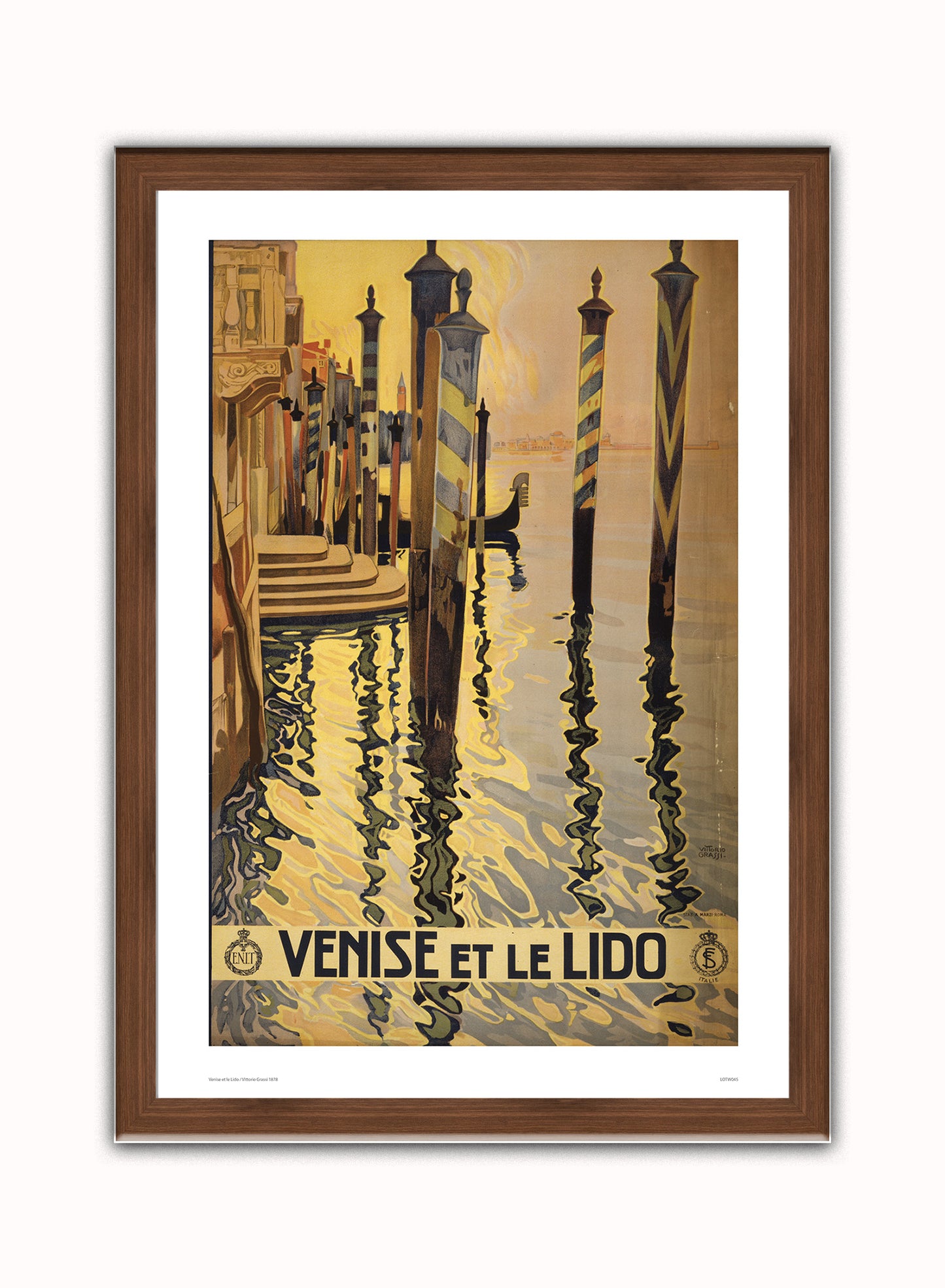 Venise et le Lido - Vittorio Grassi 1878 Art Print Poster Vintage Poster Wall Art Print 50x70cm Dark Wood Frame