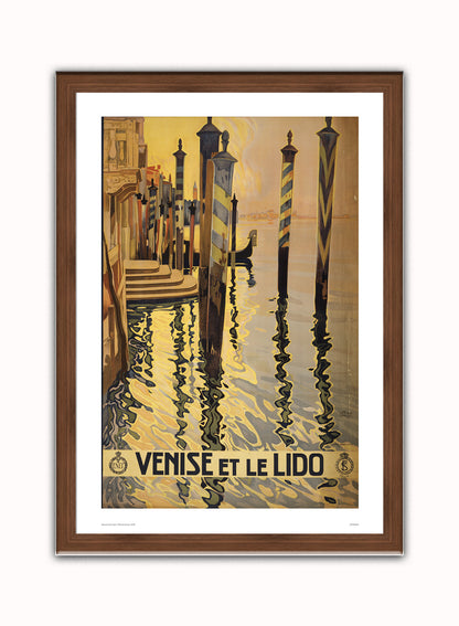 Venise et le Lido - Vittorio Grassi 1878 Art Print Poster Vintage Poster Wall Art Print 50x70cm Dark Wood Frame