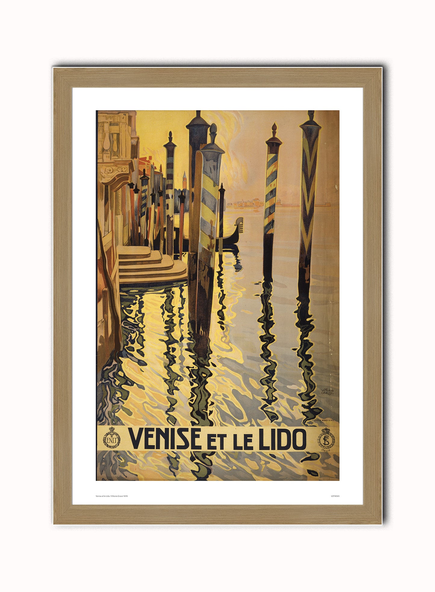 Venise et le Lido - Vittorio Grassi 1878 Art Print Poster Vintage Poster Wall Art Print 50x70cm Light Wood Frame