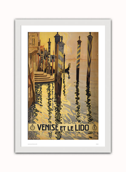 Venise et le Lido - Vittorio Grassi 1878 Art Print Poster Vintage Poster Wall Art Print 50x70cm White Frame